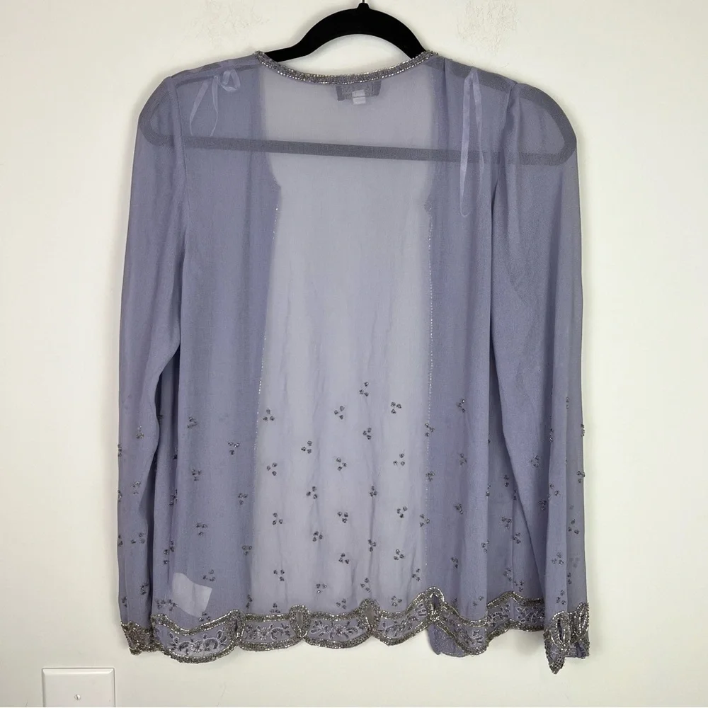 Marina Bresler Cardigan Wrap womens 6 purple sequin open front formal